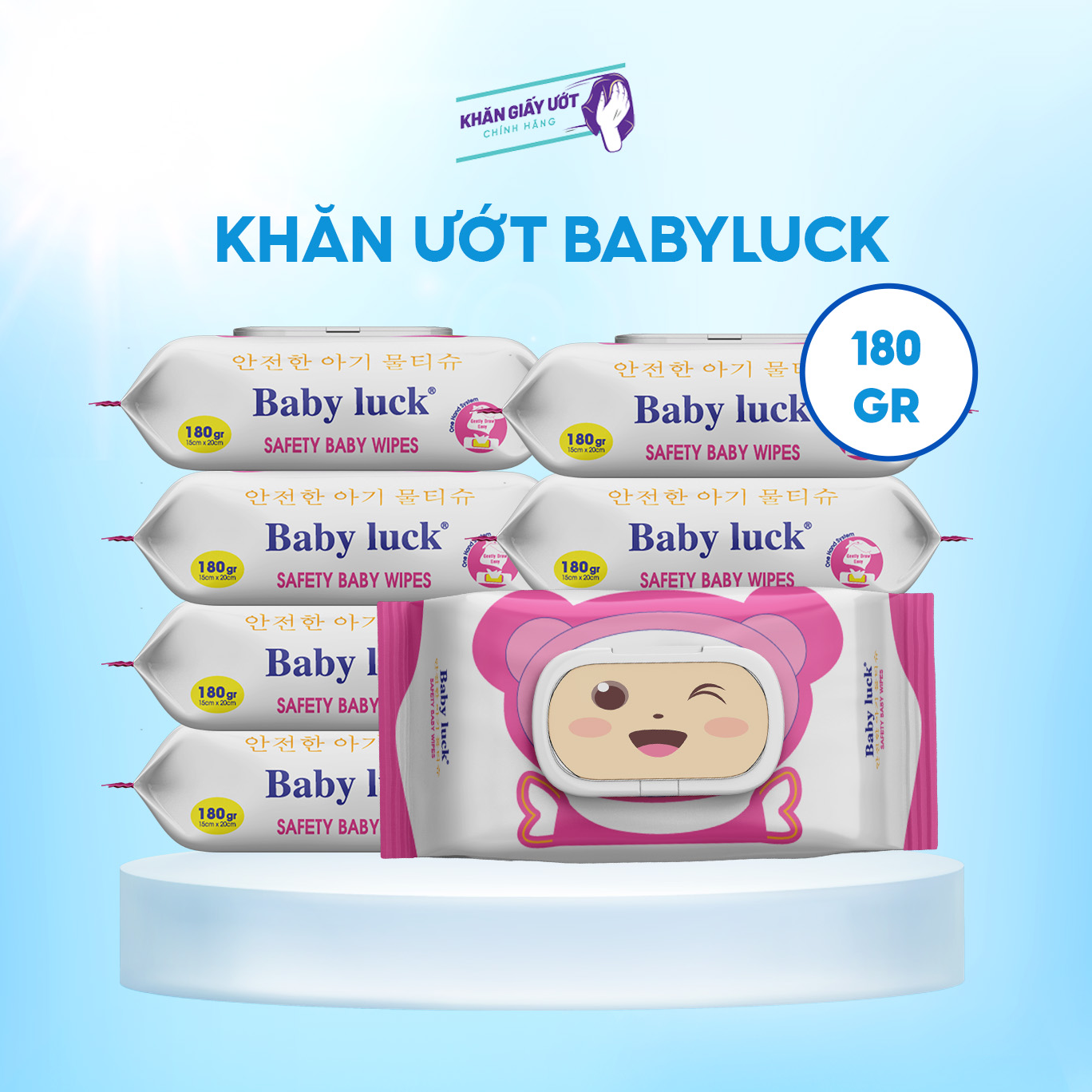 Khăn giấy ướt Baby Luck 180gr – Hồng