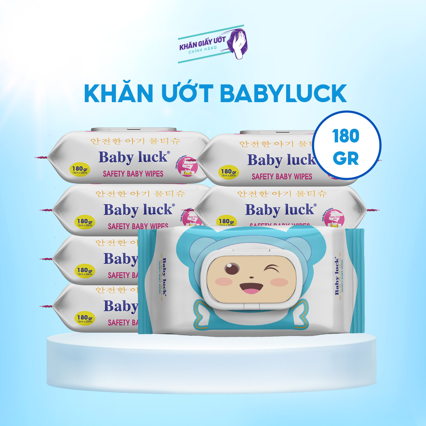 Khăn giấy ướt Baby Luck 180gr – Xanh