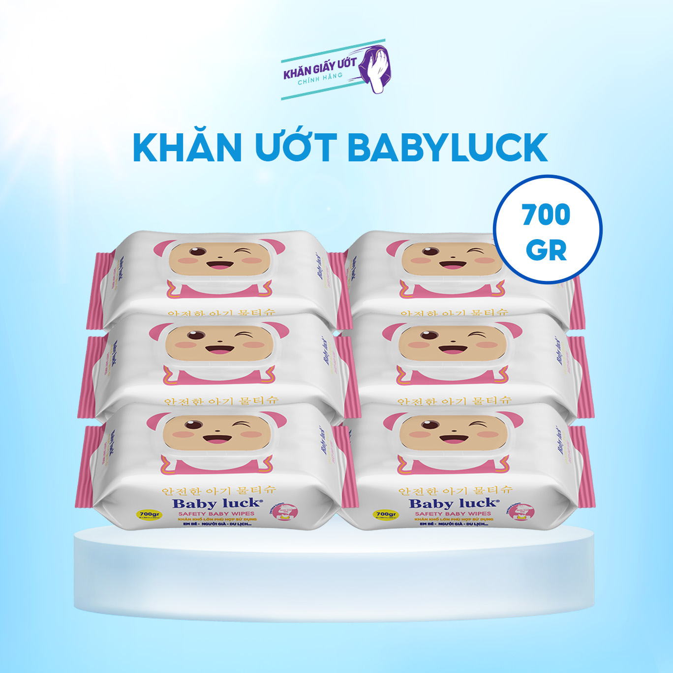 Khăn giấy ướt Baby Luck Nano Bạc 700gr – Hồng