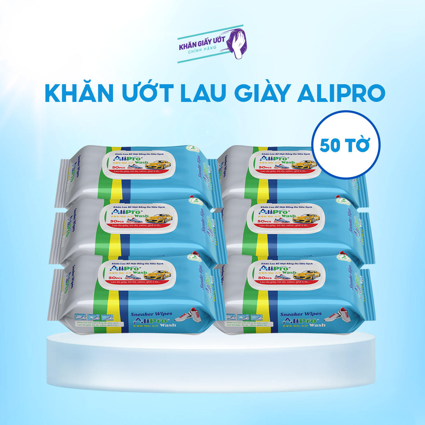 Khăn lau giày Ali Pro Wash 50 tờ