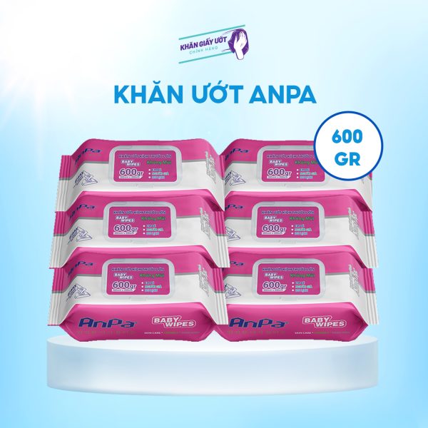 Khăn giấy ướt Anpa nano bạc 600gr – Hồng