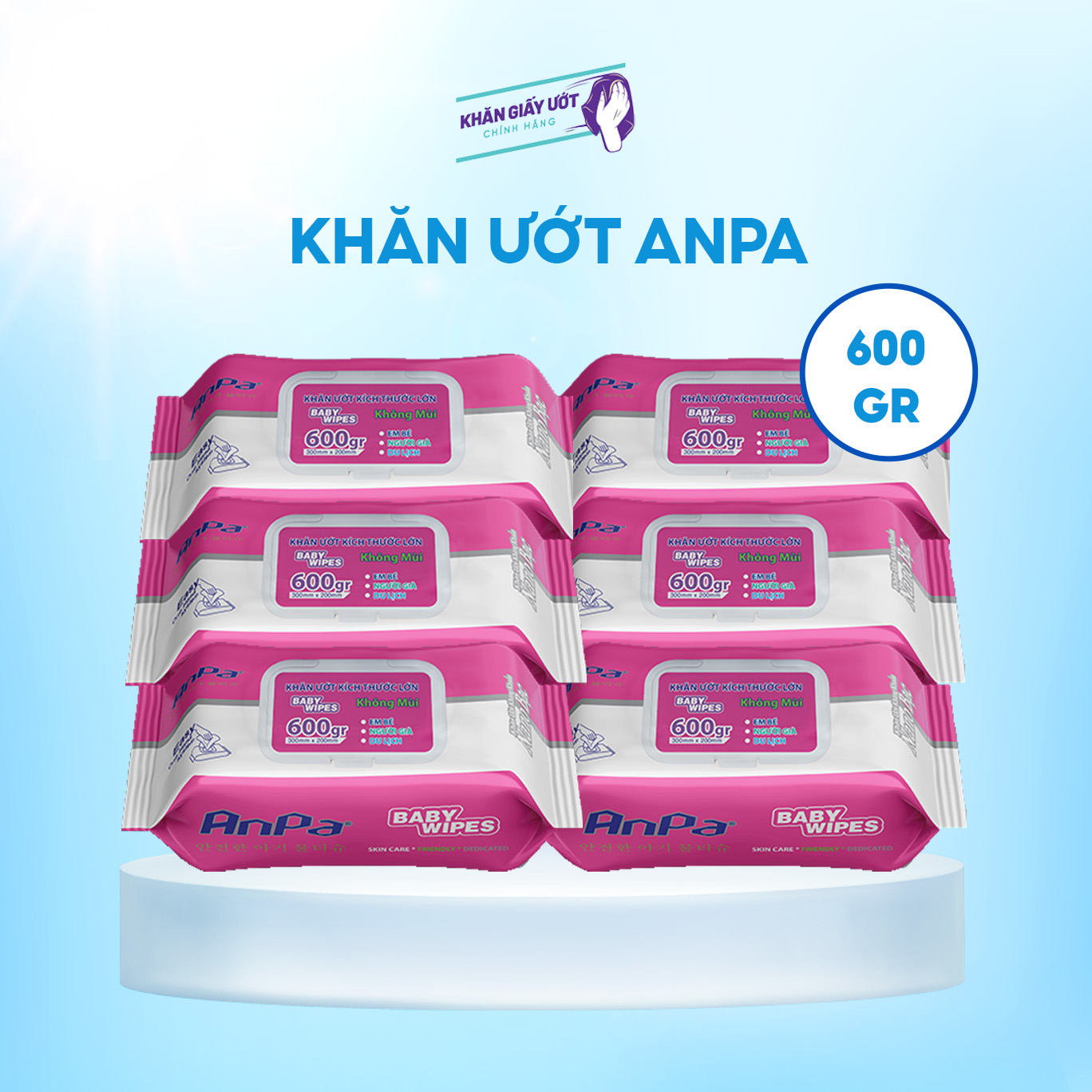 Khăn giấy ướt Anpa nano bạc 600gr – Hồng