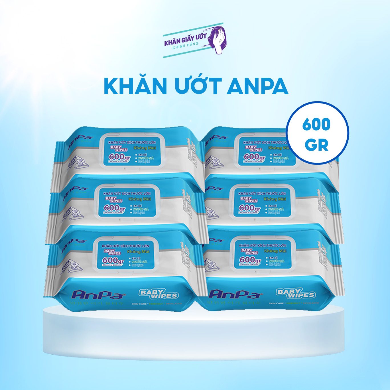 Khăn giấy ướt Anpa nano bạc 600gr – Xanh Dương
