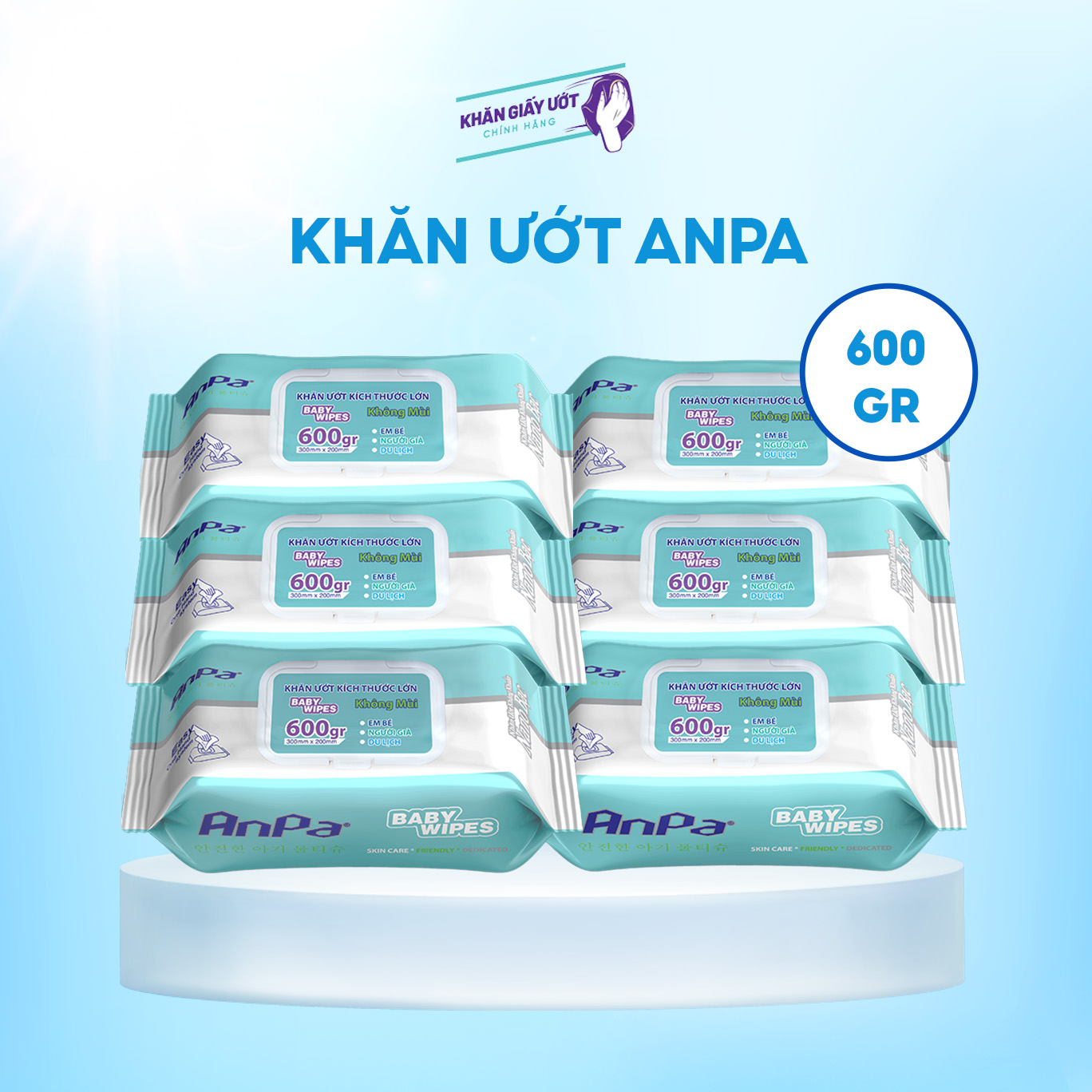 Khăn giấy ướt Anpa nano bạc 600gr – Xanh Mint