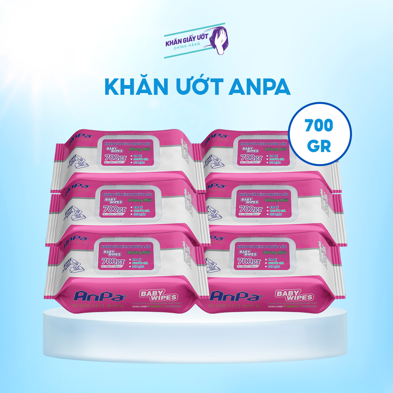 Khăn giấy ướt Anpa nano bạc 700g – Hồng