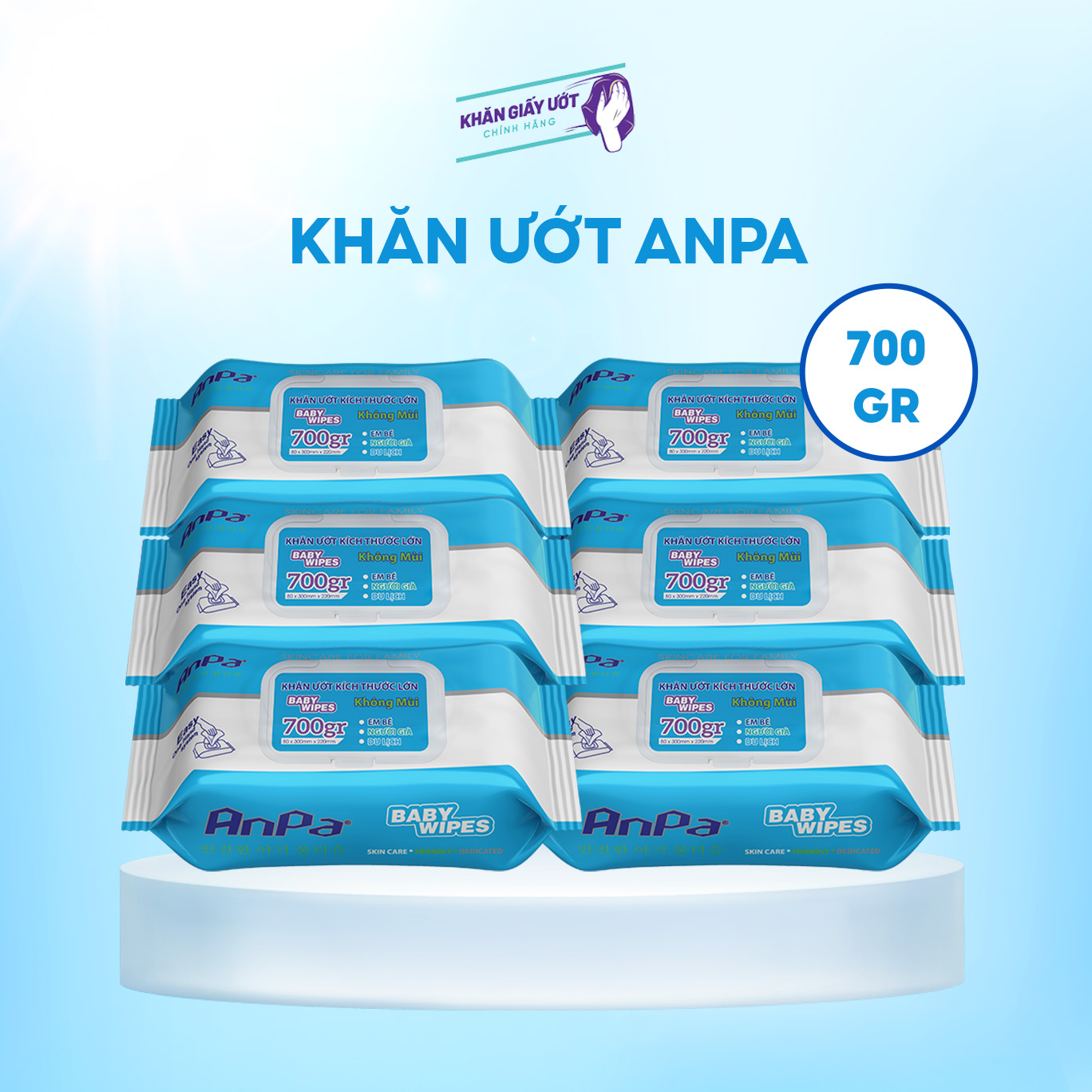 Khăn giấy ướt Anpa nano bạc 700gr – Xanh Dương