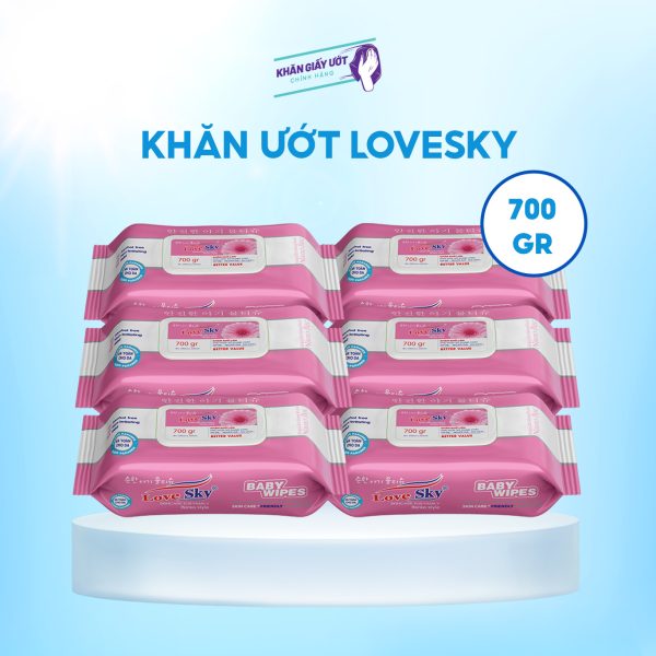 Khăn giấy ướt Love Sky Nano Bạc 700gr – Hồng