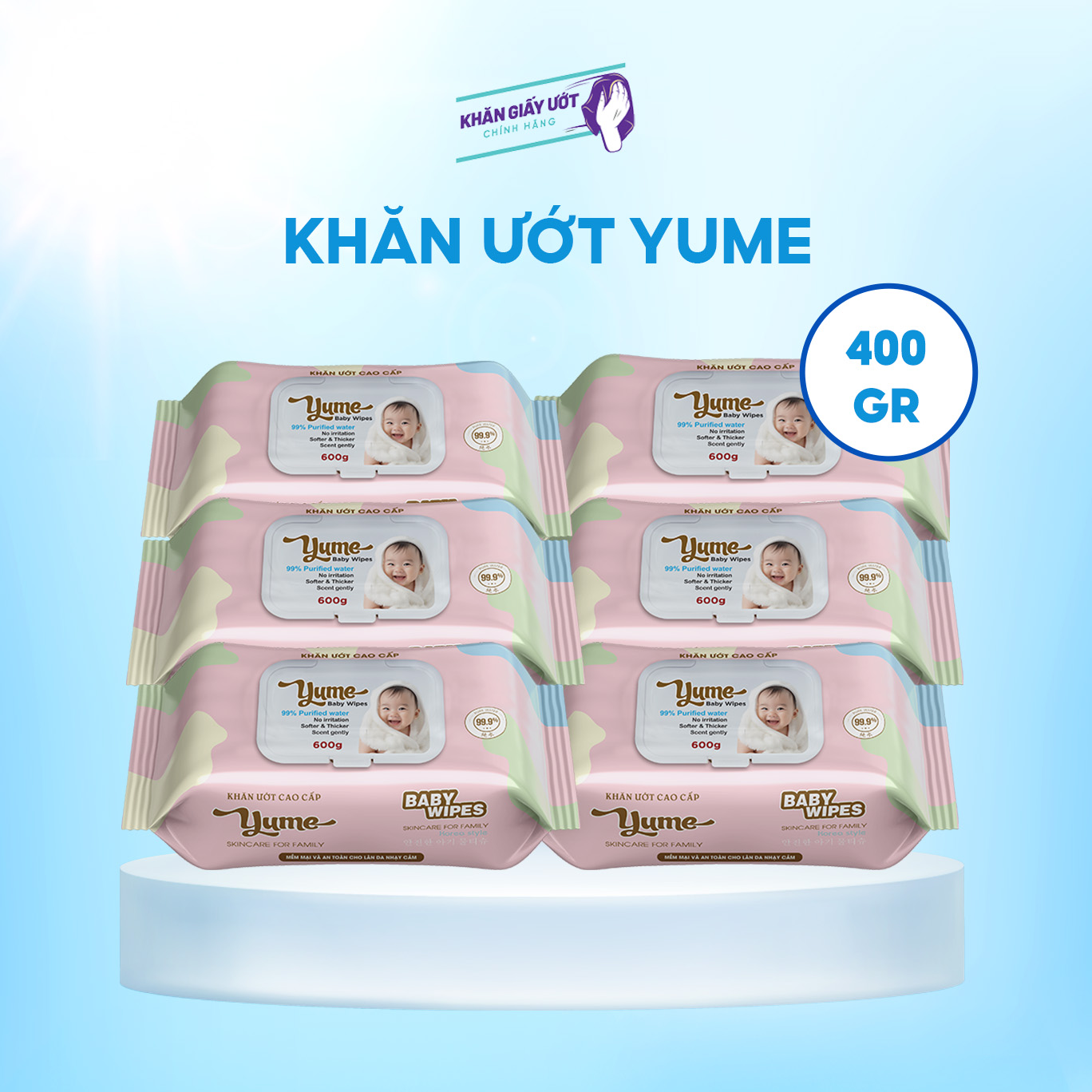 Combo 10 Gói Khăn giấy ướt Cao Cấp Yume 400gr – 80 tờ
